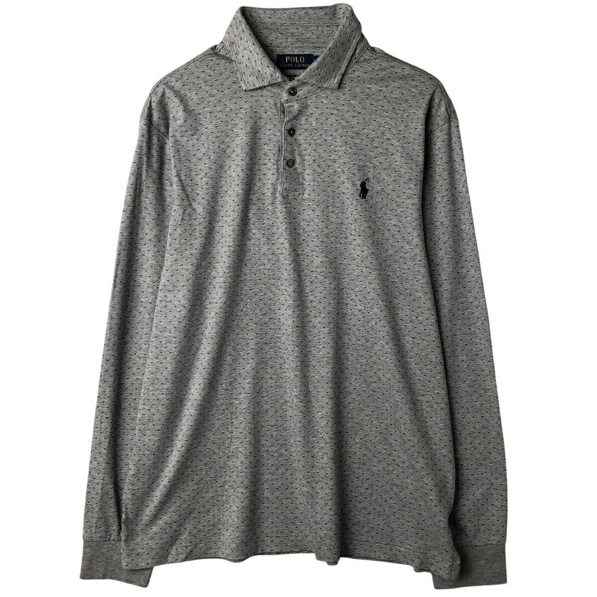 樂天商城 - 古着 ラルフローレン Ralph Lauren POLO RALPH LAUREN CUSTOM SLIM FIT 総柄 長袖 ポロシャツ メンズL相当 /eaa608212 【中古】 【260119】 【NH-2508】 グレー系 春夏秋