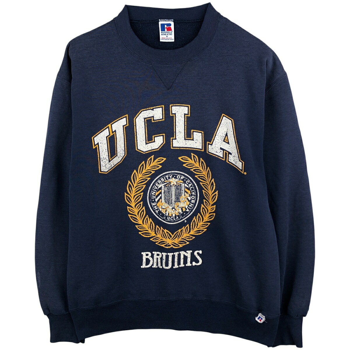 樂天商城 - 古着 90'S ラッセル Russell UCLA カリフォルニア大学ロサンゼルス校 カレッジスウェットシャツ トレーナー USA製 メンズM相当 ヴィンテージ /eaa608393 【中古】 【260125】 【NH-2508】 ネイビー系 春夏秋冬