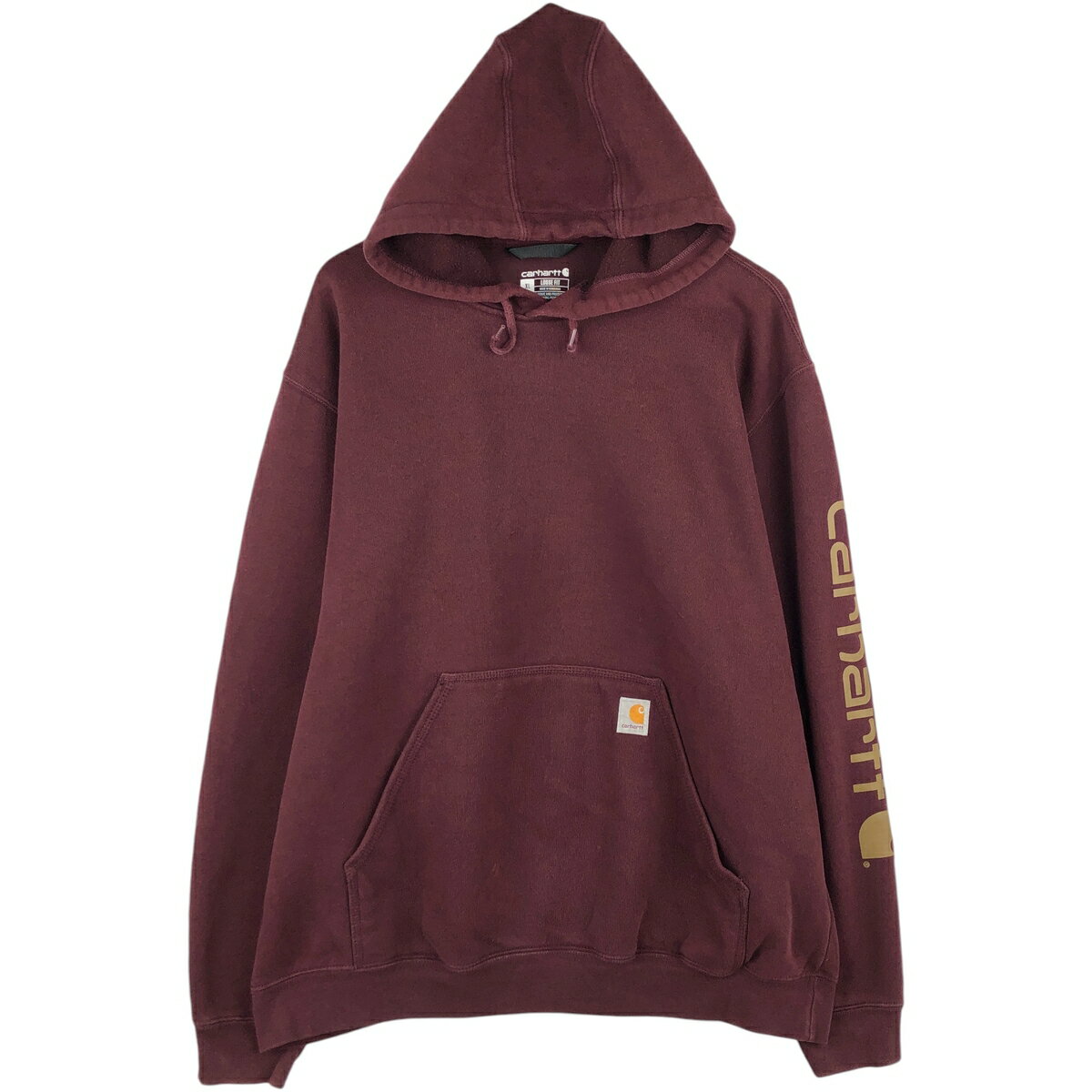 商品詳細 ブランド・Carhartt・カーハート・ 特徴・長袖・プルオーバー・袖プリント・ モデル/形状・Loose Fit・スウェットプルオーバーパーカー・ 素材・コットン:50%・ポリエステル:50%・ 色・レッド系 赤茶色・ 柄・プリント・ロゴパッチ・ 生産国・ホンジュラス製・ 年代 サイズ・メンズXL・表記サイズ:XL・着丈:71cm・身幅:69cm・肩幅:57.5cm・袖丈:64.5cm・ コンディション・C・ カテゴリ・メンズ・トップス・スウェット・パーカー・ 商品番号・eaa608537・ 取扱店・・ スタッフコメントCarhartt Loose Fit スウェットプルオーバーパーカー / メンズXL / 商品番号 eaa608537 USEDですので使用感などございますが、まだまだご愛用していただけます。 古着という事をご理解の上ご注文よろしくお願いします。 【状態追記】 ●全体に毛玉 ●前、襟・腹部・左腕に汚れ　胸部に擦れ ●後、右腕に汚れ ●内、両袖先に汚れ※状態は当社独自の基準です。 着用感表記サイズ着丈身幅肩幅袖丈 メンズXLXL(※着用感、表記サイズは目安です。)71cm69cm57.5cm64.5cm ※測定値の若干の誤差はご了承下さい。サイズガイドはこちら ブランドCarharttカーハート 特徴長袖 / プルオーバー / 袖プリントモデル/形状Loose Fit / スウェットプルオーバーパーカー素材コットン:50% / ポリエステル:50%色レッド系 赤茶色柄プリント / ロゴパッチ生産国ホンジュラス製年代-カテゴリパーカー商品番号eaa608537取扱店　　 カーハートの他の商品を見るパーカーの他の商品を見る