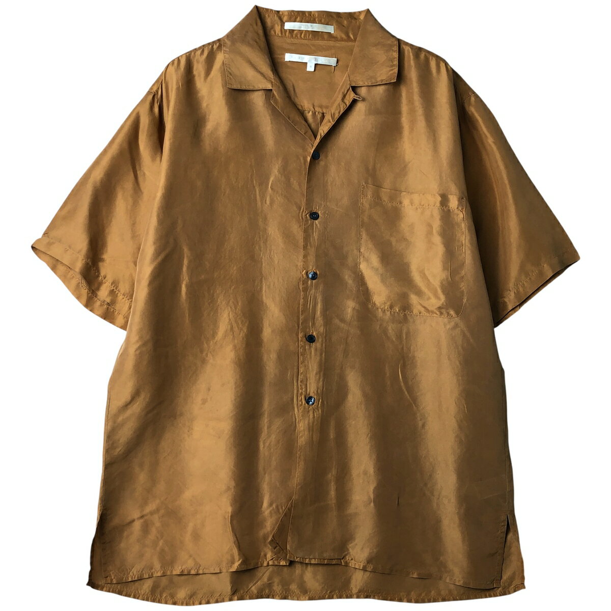 樂天商城 - 古着 ペリーエリス PERRY ELLIS 半袖 オープンカラー シルクシャツ メンズM相当 /eaa608602 【中古】 【260124】 【NH-2508】 ブラウン系 春夏