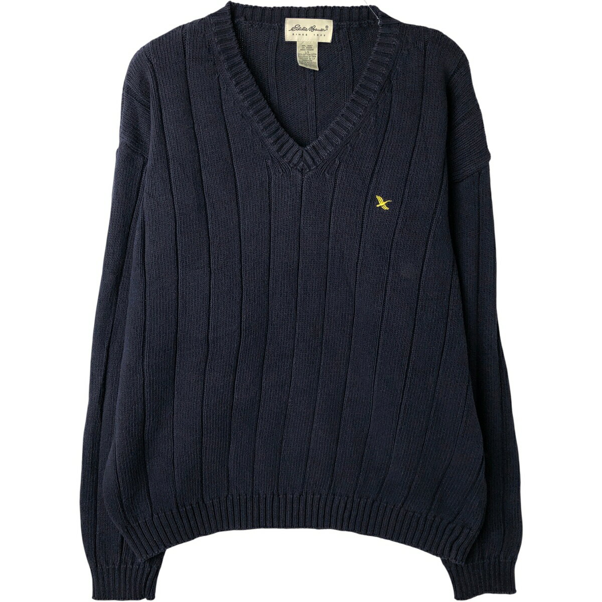 古着 エディーバウアー Eddie Bauer Vネック コットンニットセーター メンズL相当 /eaa608720 【中古】 【260123】 【NH-2508】 ネイビー系 秋冬