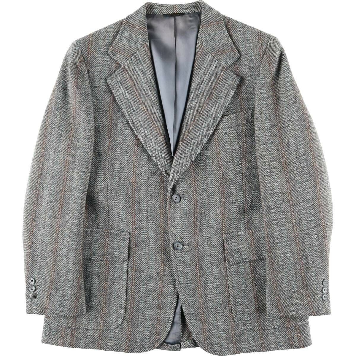古着 60'S~ ハリスツイード Harris Tweed ストライプ柄 ヘリンボーン ウールテーラードジャケット USA製 メンズM相当 ヴィンテージ /ea..