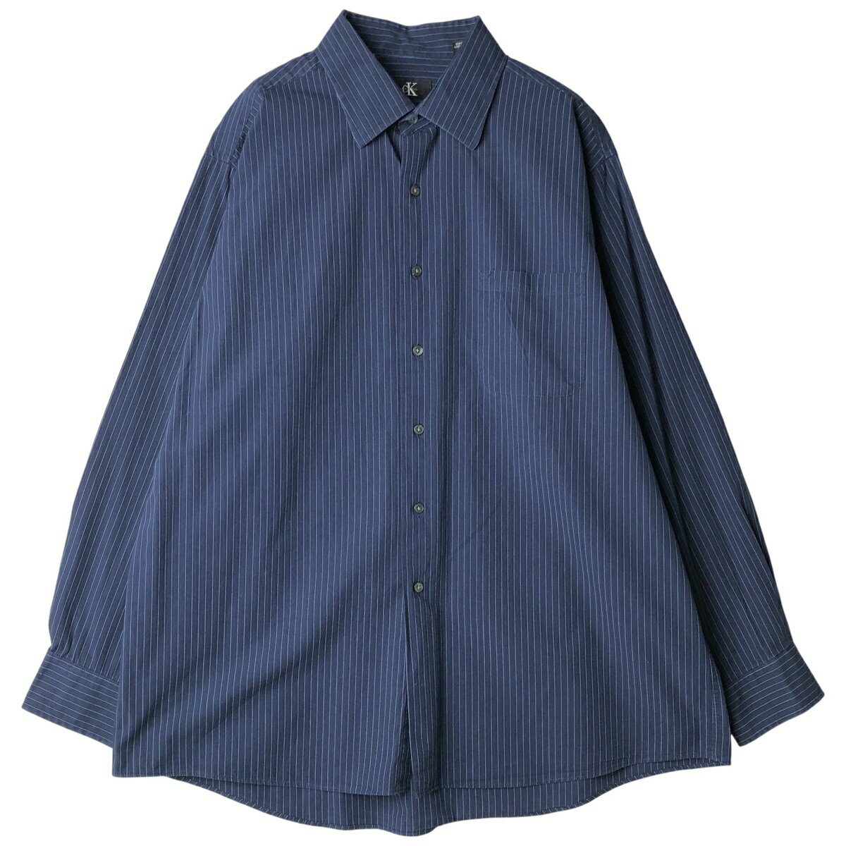 古着 90~00'S カルバンクライン Calvin klein 長袖 コットンストライプシャツ メンズXL相当 ヴィンテージ /eaa609180 【中古】 【260126】 【NH-2508】 ネイビー系 春夏秋冬