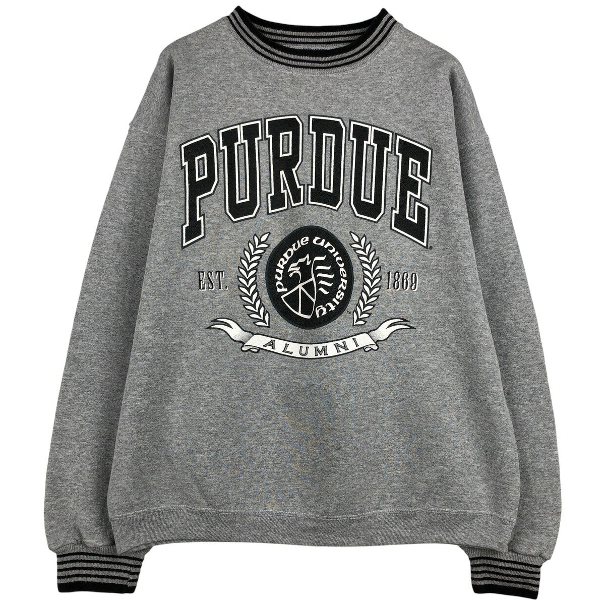 古着 90'S Famous PURDUE パデュー大学 3連プリント カレッジスウェットシャツ トレーナー USA製 メンズL相当 ヴィンテージ /eaa609322 【中古】 【260123】 【NH-2508】