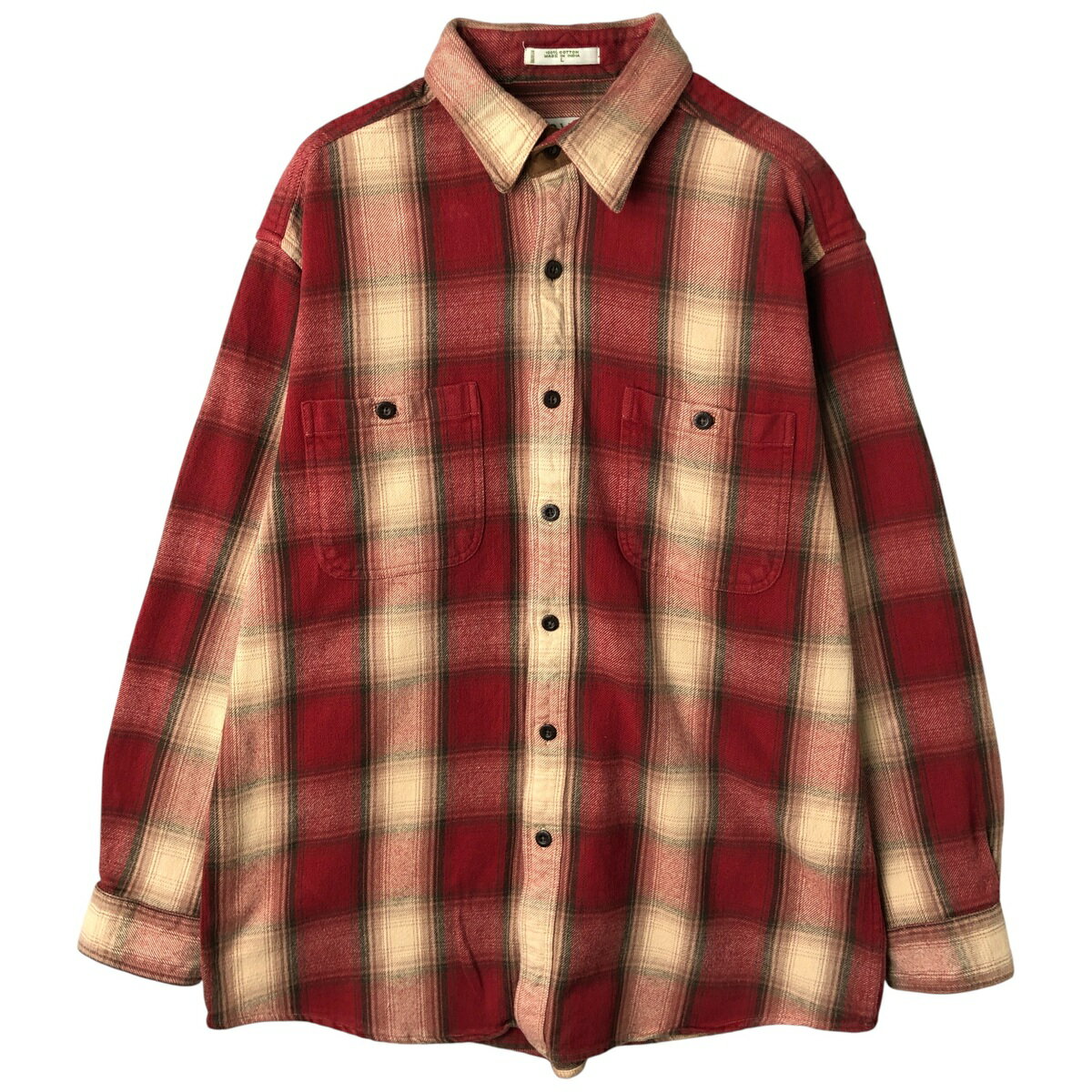 樂天商城 - 古着 00'S オービス ORVIS オンブレチェック 長袖 フランネルチェックシャツ メンズL相当 /eaa609393 【中古】 【260118】 【NH-2508】 レッド系 春夏秋冬