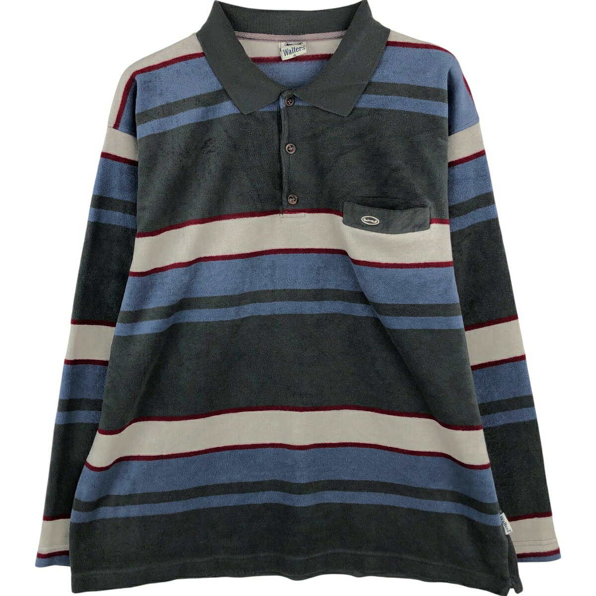 古着 KNIGHTS BRIDGE パイル地 長袖 ボーダー ポロシャツ メンズXL相当 /eaa609931 【中古】 【260130】 【NH-2508】