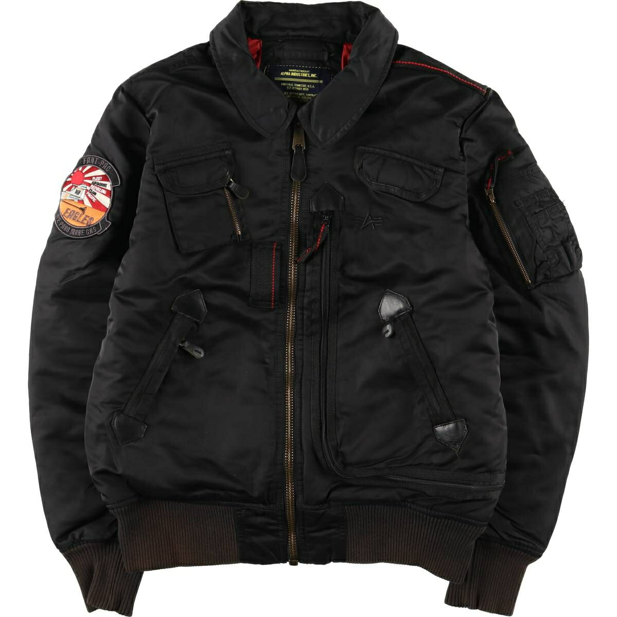 樂天商城 - 古着 民間品 アルファ ALPHA 中綿入り ミリタリー フライトジャケット メンズM相当 /eaa611149 【中古】 【260210】 ブラック系 春秋冬