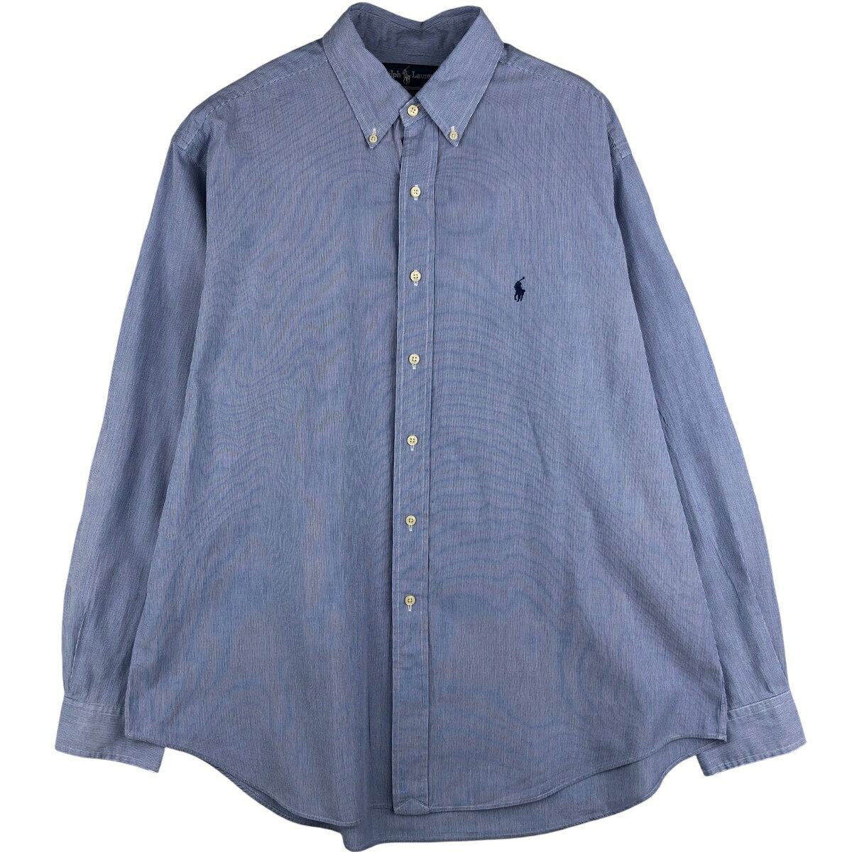 Rakuten - 古着 ラルフローレン Ralph Lauren YARMOUTH 長袖 ボタンダウンストライプシャツ メンズXL相当 /eaa611307 【中古】 【260130】 【NH-2508】 ブルー系 春夏秋冬