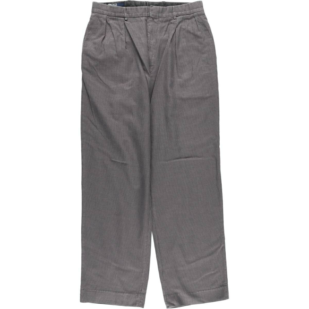 樂天商城 - 古着 ラルフローレン Ralph Lauren POLO by Ralph Lauren 千鳥格子柄 ツータック コットン スラックスパンツ メンズw32相当 /eaa612060 【中古】 【260214】 グレー系 春夏秋冬