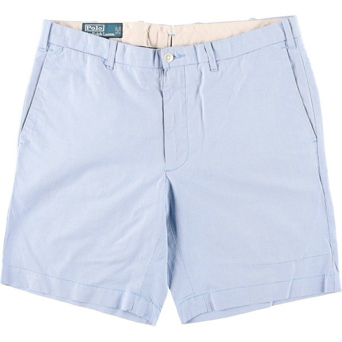 樂天商城 - 古着 ラルフローレン Ralph Lauren POLO by Ralph Lauren SLIM GI FIT チェック柄 コットンショーツ ショートパンツ メンズw34相当 /eaa612070 【中古】 【260220】 ブルー系 春夏秋