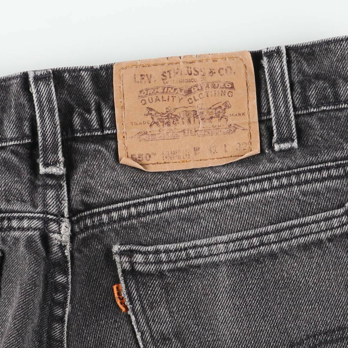 古着 90~00'S リーバイス Levi's 550 RELAXED FIT TAPERED LEG オレンジタブ カットオフ ブラックデニム テーパードデニムパンツ メンズw31相当 ヴィンテージ /eaa612438 【中古】 【260215】 ブラック系 春夏秋冬 3