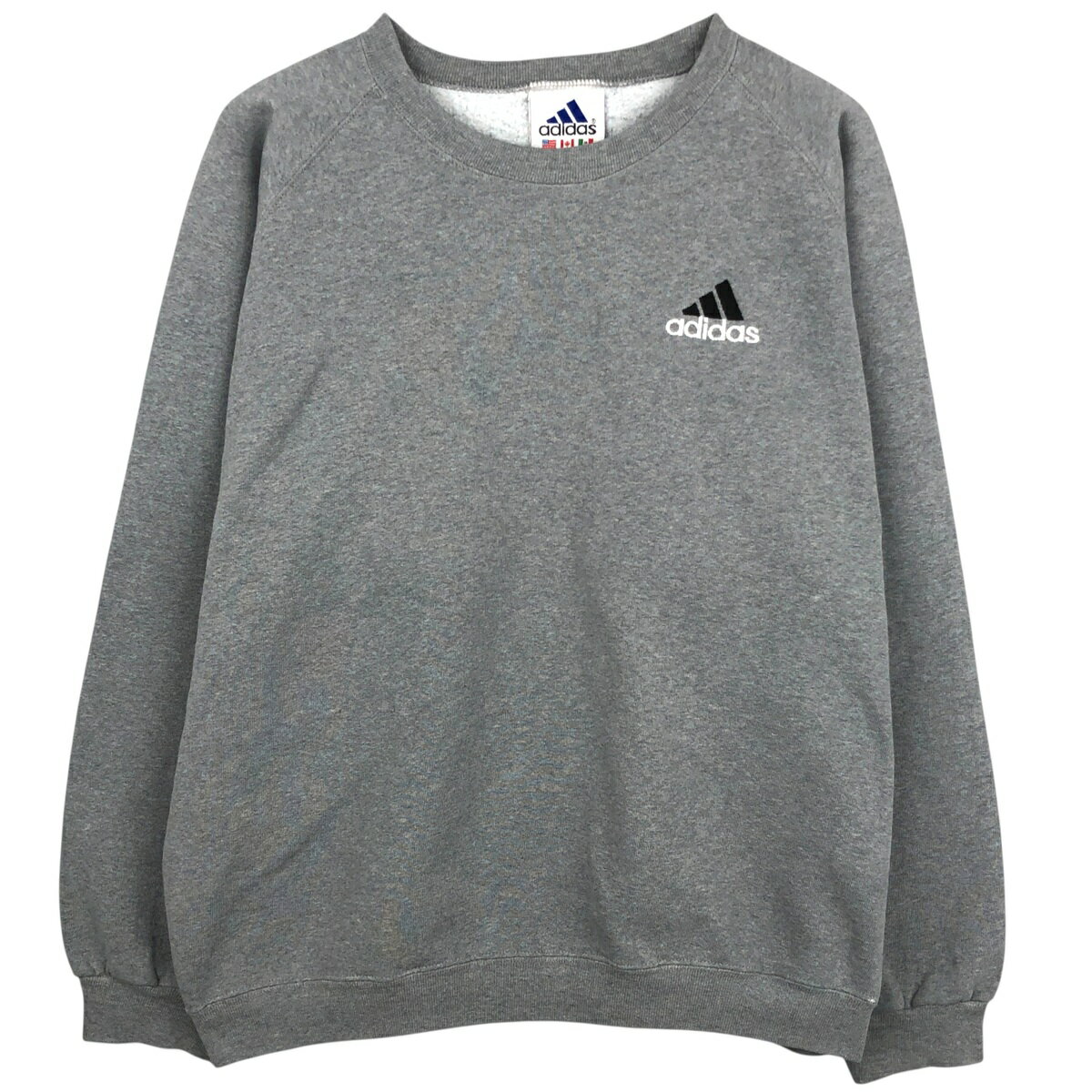 Collaboration - 古着 90'S アディダス adidas ワンポイントロゴスウェットシャツ トレーナー USA製 メンズL相当 ヴィンテージ /eaa612785 【中古】 【260214】 グレー系 春夏秋冬