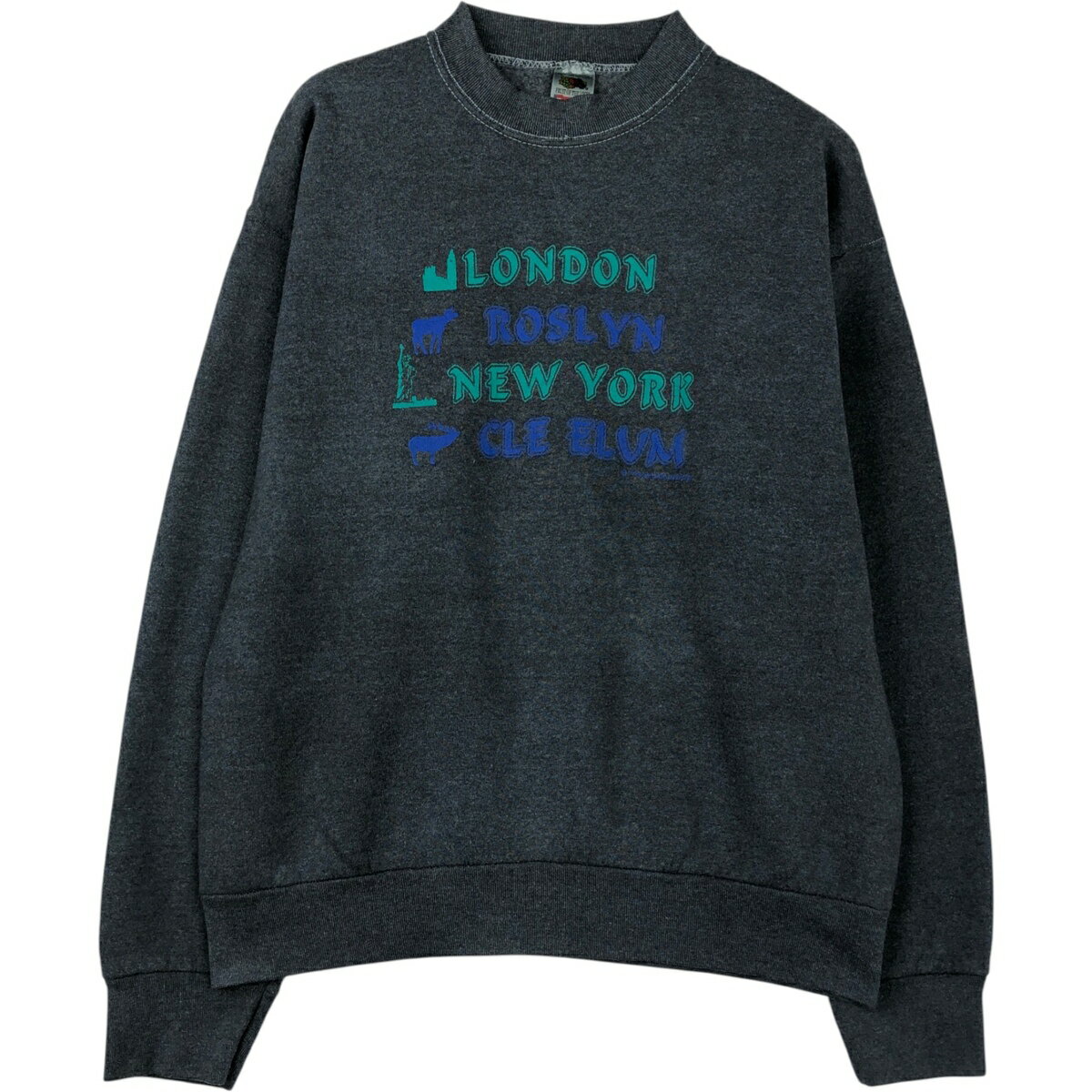 古着 90'S フルーツオブザルーム FRUIT OF THE LOOM プリントスウェットシャツ トレーナー USA製 メンズL相当 ヴィンテージ /eaa612982 【中古】 【260307】