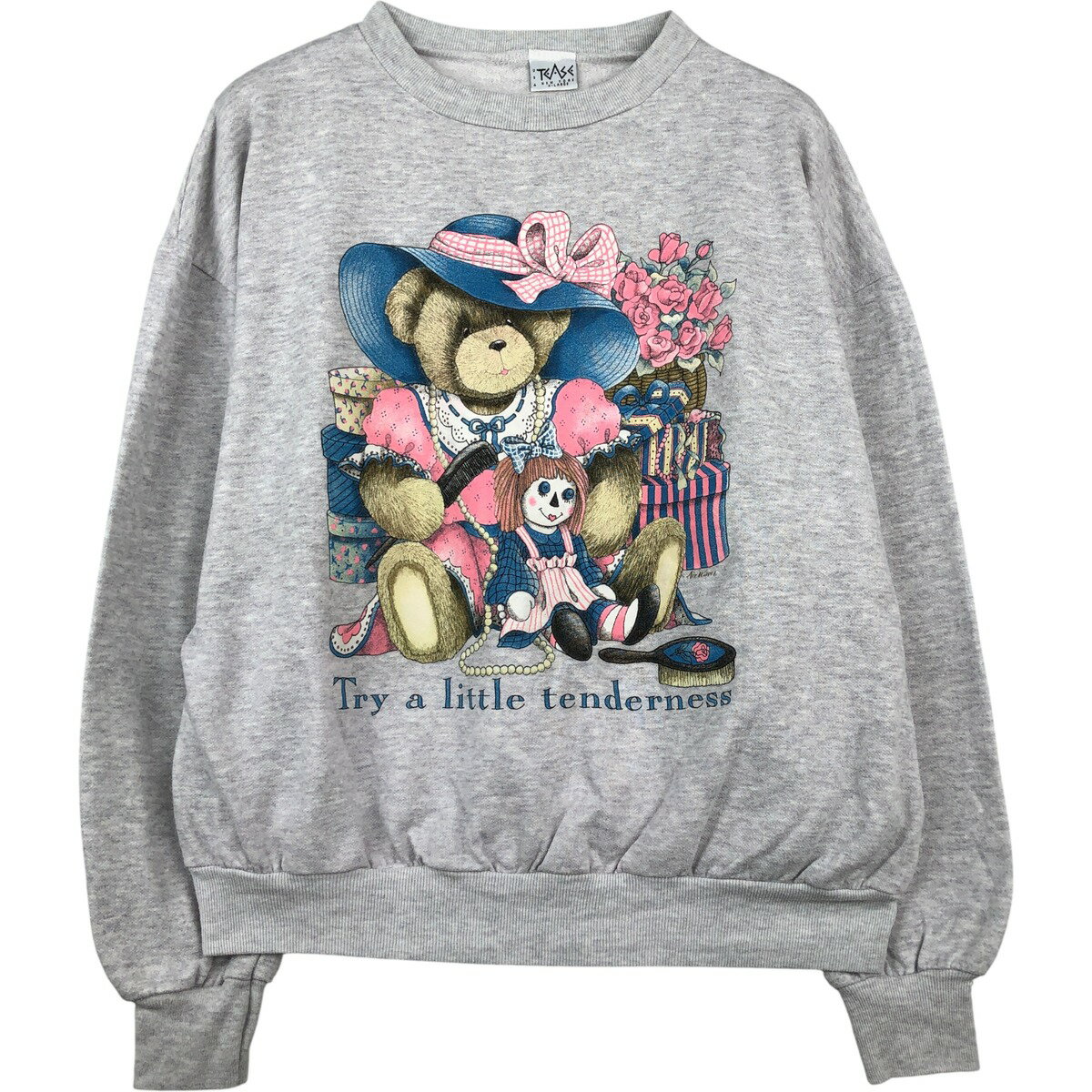 樂天商城 - 古着 90'S TEASE テディベア柄 プリントスウェットシャツ トレーナー USA製 レディースXL相当 ヴィンテージ /eaa613180 【中古】 【260216】 【Elulu/エルル】 グレー系 春夏秋冬