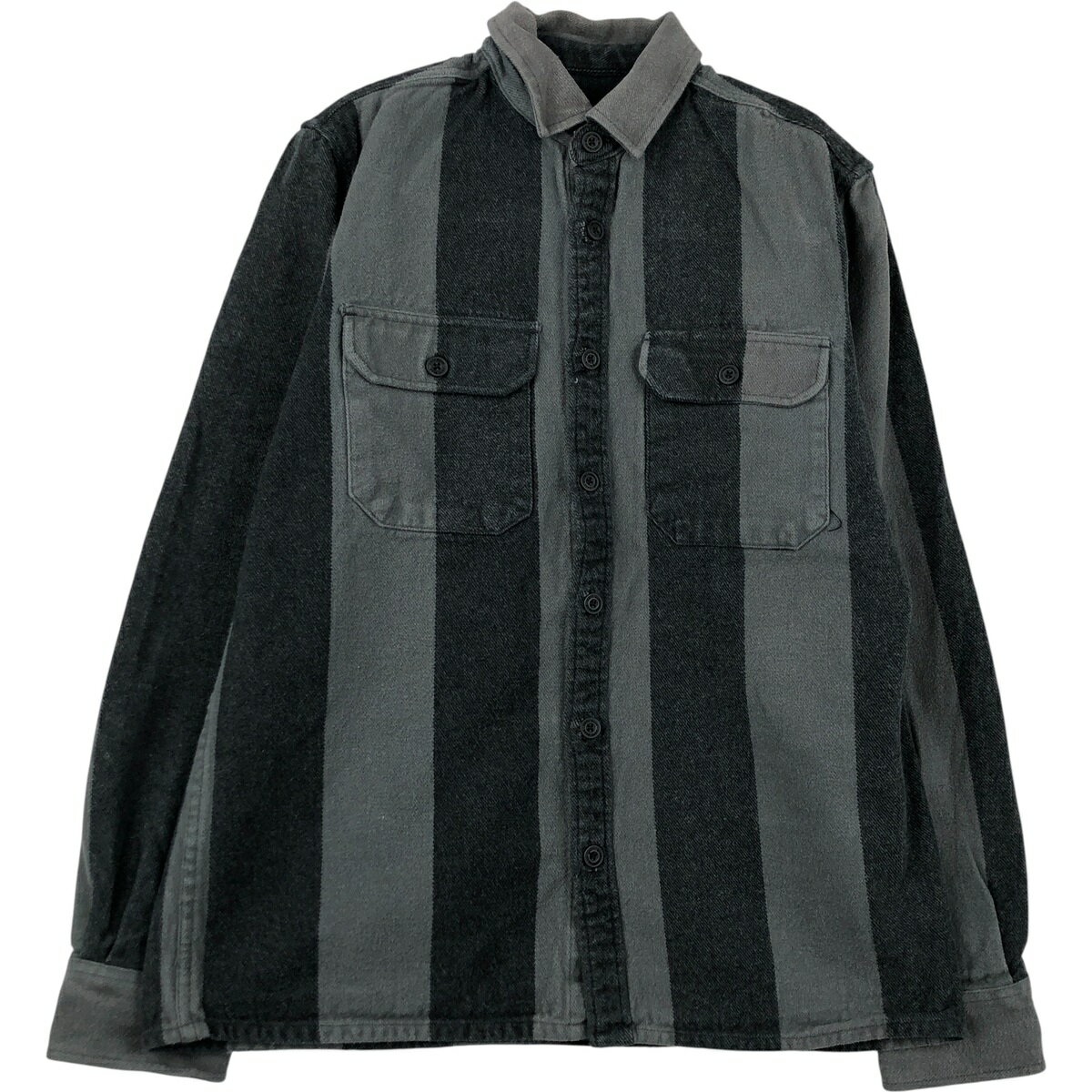 Other - 古着 ANTI BLUE ストライプ柄 長袖 フランネルシャツ レディースM相当 /eaa613272 【中古】 【260219】 【Elulu/エルル】 グレー系 春夏秋冬