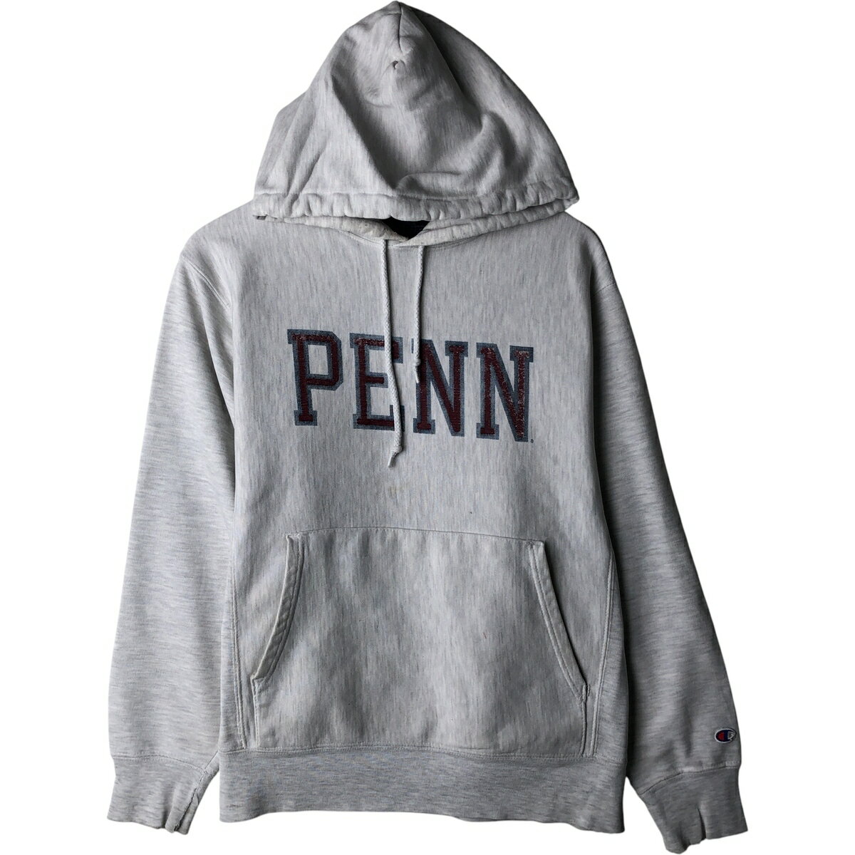 Champion PENN パーカー Mサイズ グレー 00s Championチャンピオン PENN STATE 染み込みプリント リバース