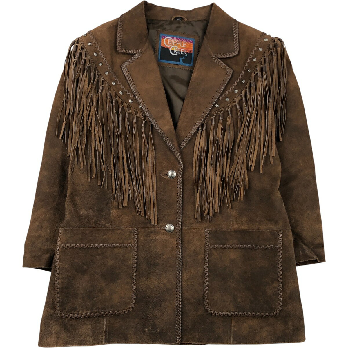 古着 90'S CRIPPLE CREEK スエードレザージャケット レディースL相当 ヴィンテージ /eaa613601 【中古】 【260219】 【Elulu/エルル】