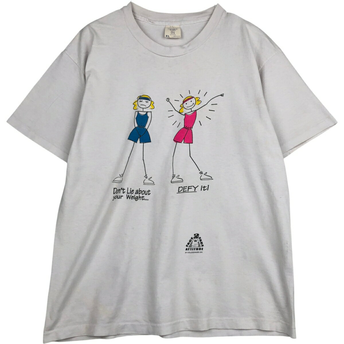 古着 ~90'S COLLEGE WEAR USA プリントTシャツ USA製 メンズXL相当 ヴィンテージ /eaa613694 【中古】 【260302】 ホワイト系 春夏秋