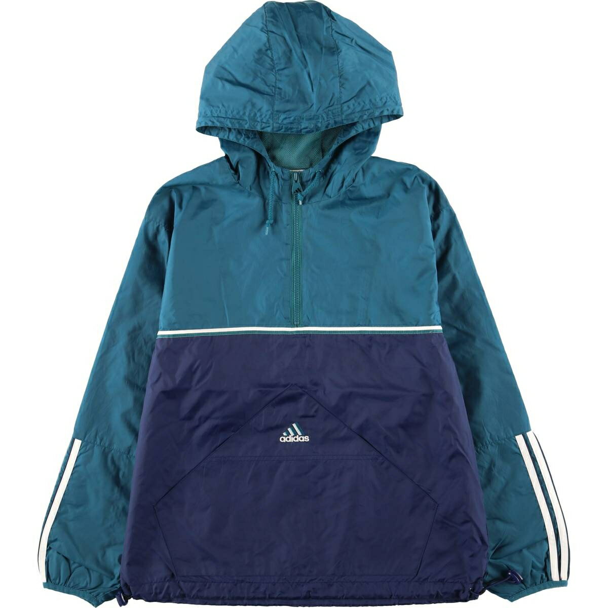 樂天商城 - 古着 90~00'S アディダス adidas アノラックパーカー メンズM相当 /eaa613803 【中古】 【260215】 グリーン系 春秋冬