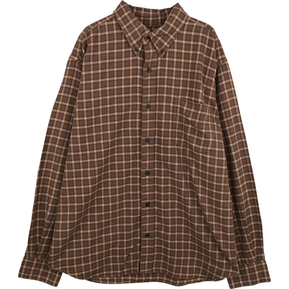 古着 エディーバウアー Eddie Bauer RELAXED FIT 長袖 ボタンダウン ライトネルチェックシャツ メンズXL相当 /eaa614013 【中古】 【260216】 ブラウン系 春夏秋冬
