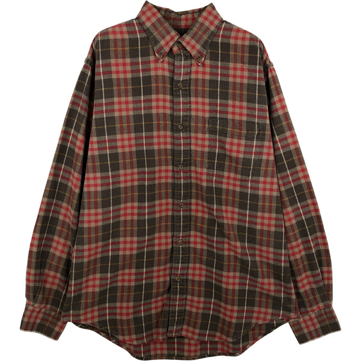 古着 80~90'S ランズ エンド LAND'S END 長袖 ボタンダウン ライトネルチェックシャツ メンズM相当 ヴィンテージ /eaa614020 【中古】 【260216】