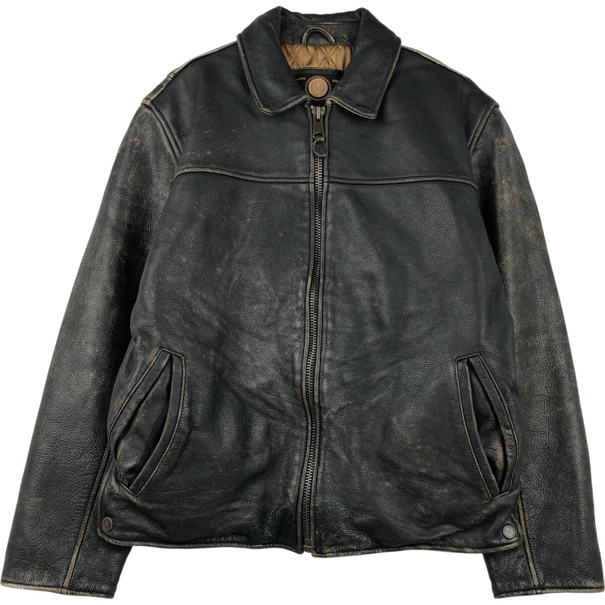 渋フェード Andrew Marc 本革 レザージャケット 短丈 ヴィンテージ MARK NEW YORK レザー ジャケット 黒 XL 着脱ライナー付き ショート