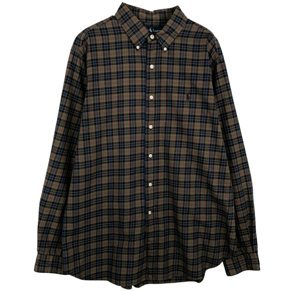 樂天商城 - 古着 ラルフローレン Ralph Lauren CLASSIC FIT 長袖 ボタンダウンチェックシャツ メンズXL相当 /eaa614245 【中古】 【260320】 ブラック系 春夏秋冬