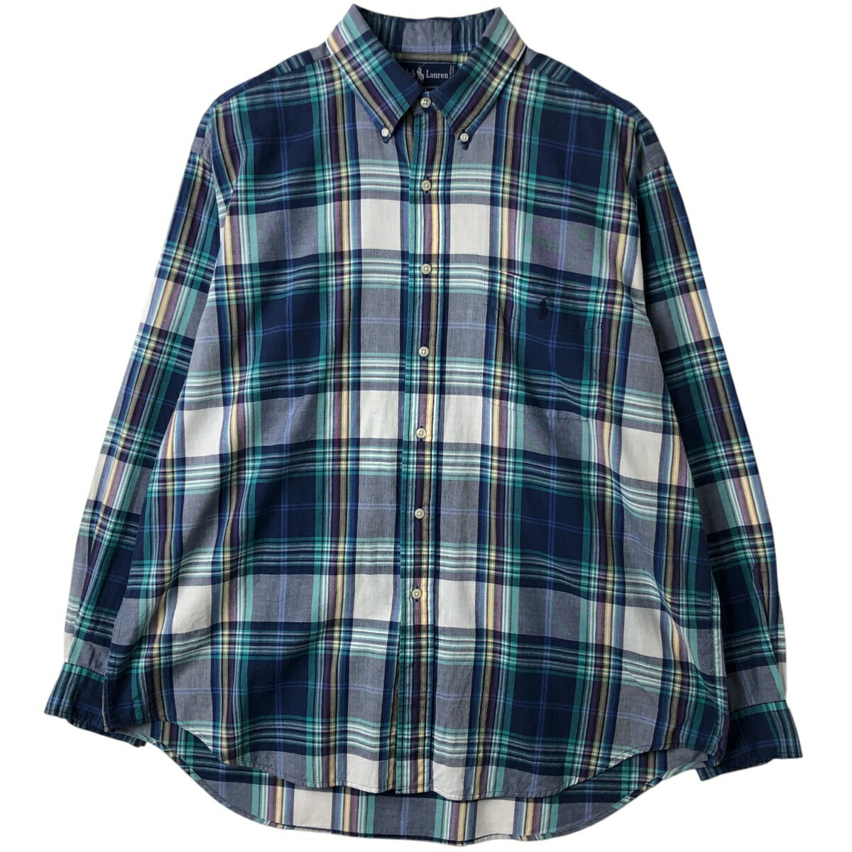 古着 ラルフローレン Ralph Lauren BLAIRE 長袖 ボタンダウンチェックシャツ メンズXL相当 /eaa614292 【中古】 【260320】 ネイビー系 春夏秋冬