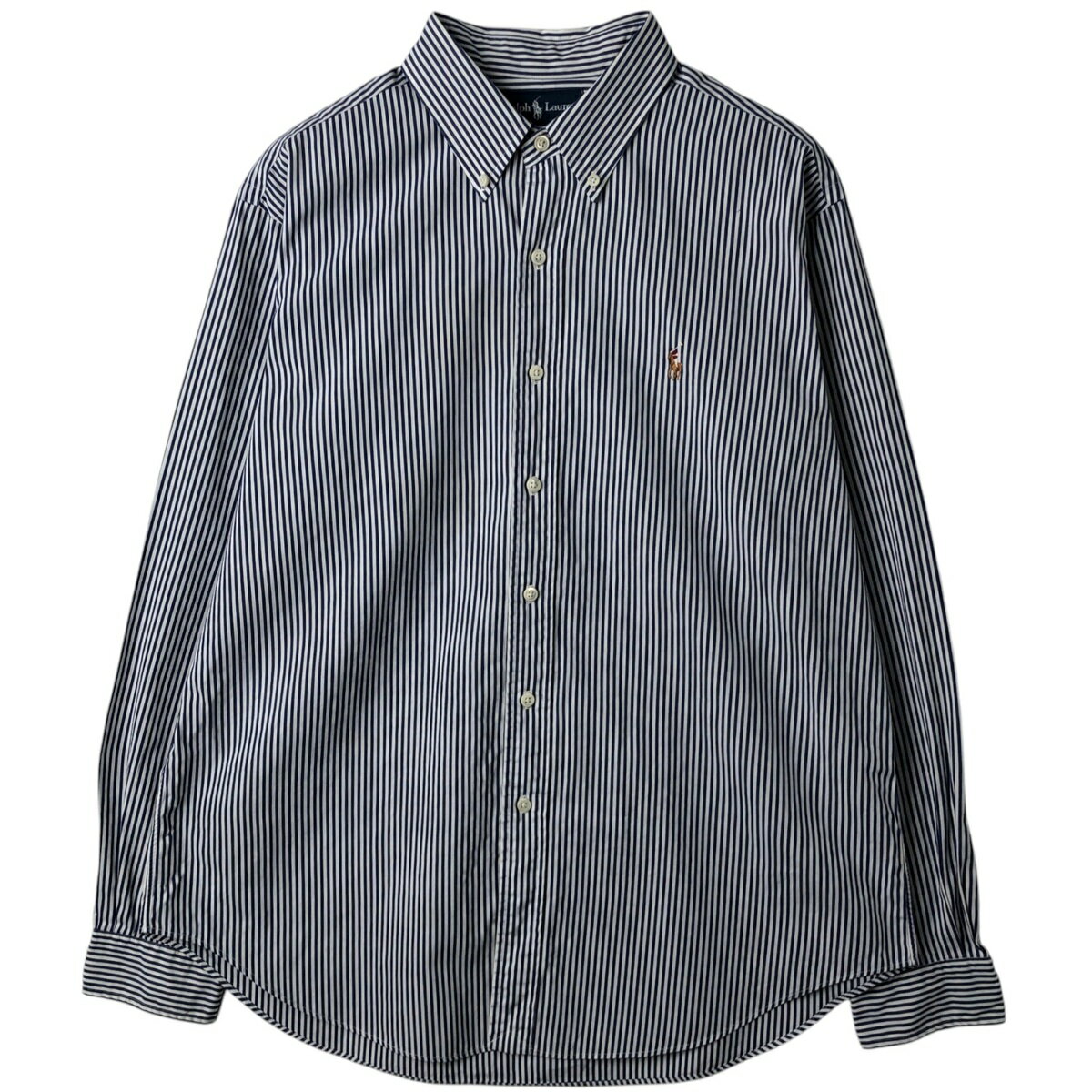 樂天商城 - 古着 ラルフローレン Ralph Lauren CLASSIC FIT 長袖 ボタンダウンストライプシャツ メンズXL相当 /eaa614297 【中古】 【260320】 ホワイト系 春夏秋冬