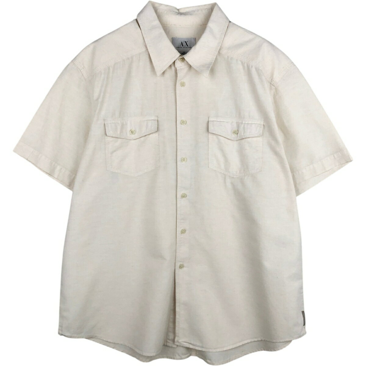 Rakuten - 古着 ARMANI EXCHANGE 半袖 コットンシャツ メンズXL相当 /eaa614505 【中古】 【260314】 ホワイト系 春夏