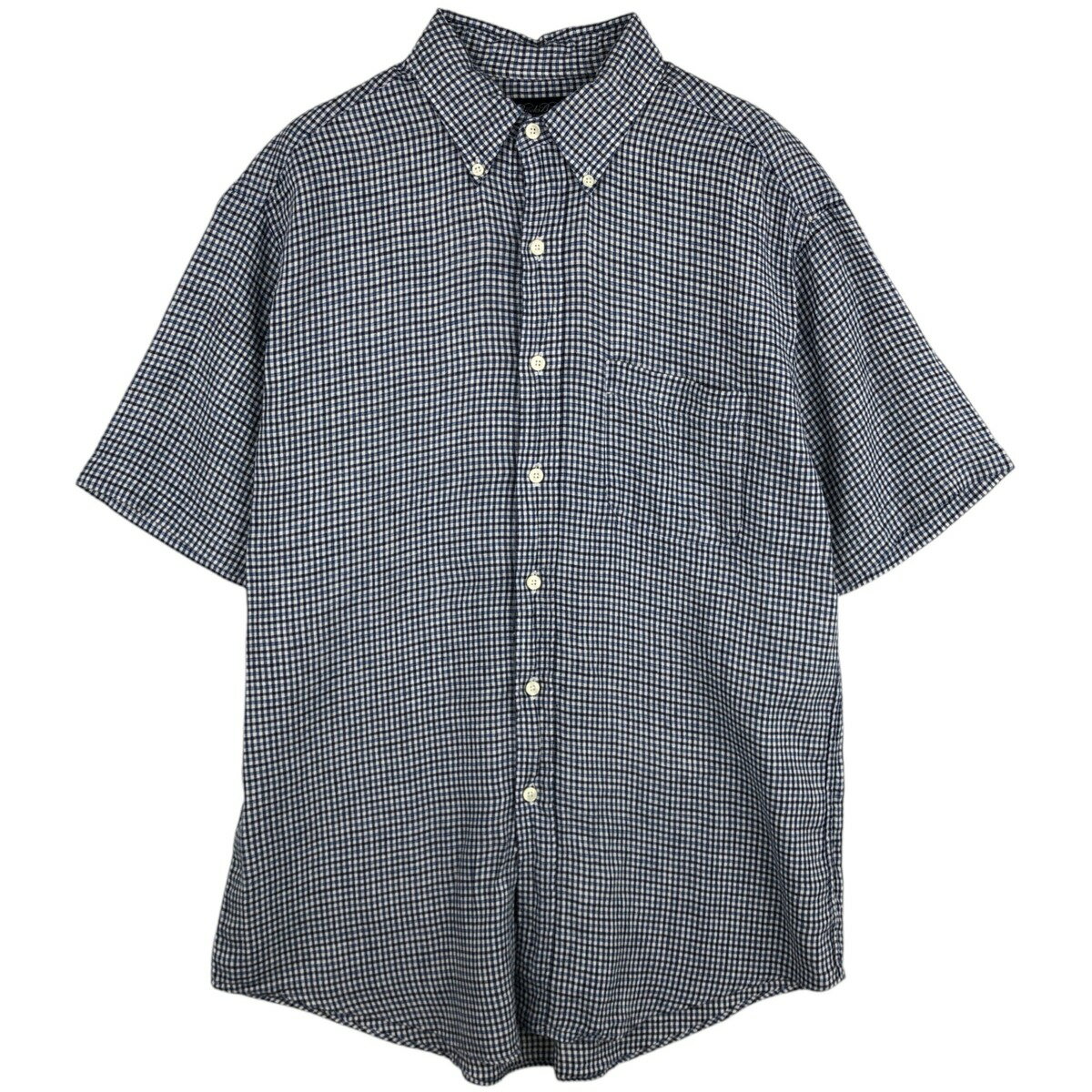 Rakuten - 古着 ブルックスブラザーズ Brooks Brothers チェック柄 半袖 リネン ボタンダウンシャツ メンズM相当 /eaa614523 【中古】 【260314】 ホワイト系 春夏