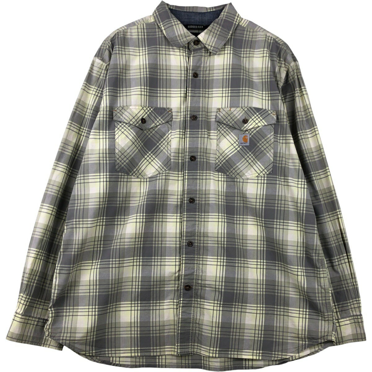 樂天商城 - 古着 カーハート Carhartt RUGGED FLEX RELAXED FIT チェック柄 長袖 ワークシャツ メンズXL相当 /eaa614740 【中古】 【260220】 グリーン系 春夏秋冬