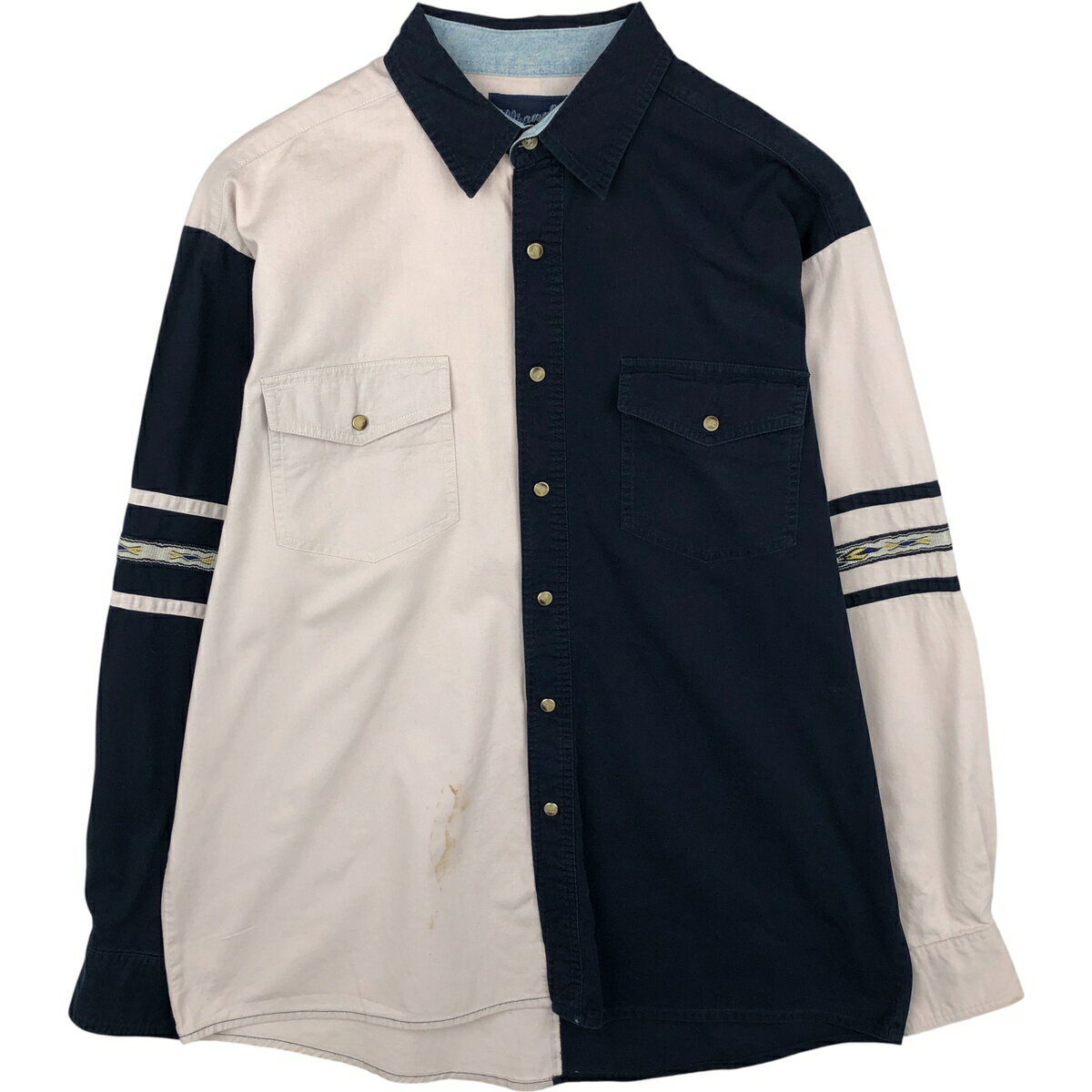 Rakuten - 古着 90'S ラングラー WESTERN SHIRTS クレイジーパターン 長袖 ウエスタンシャツ メンズL相当 ヴィンテージ /eaa614931 【中古】 【260221】 ネイビー系 春夏秋冬