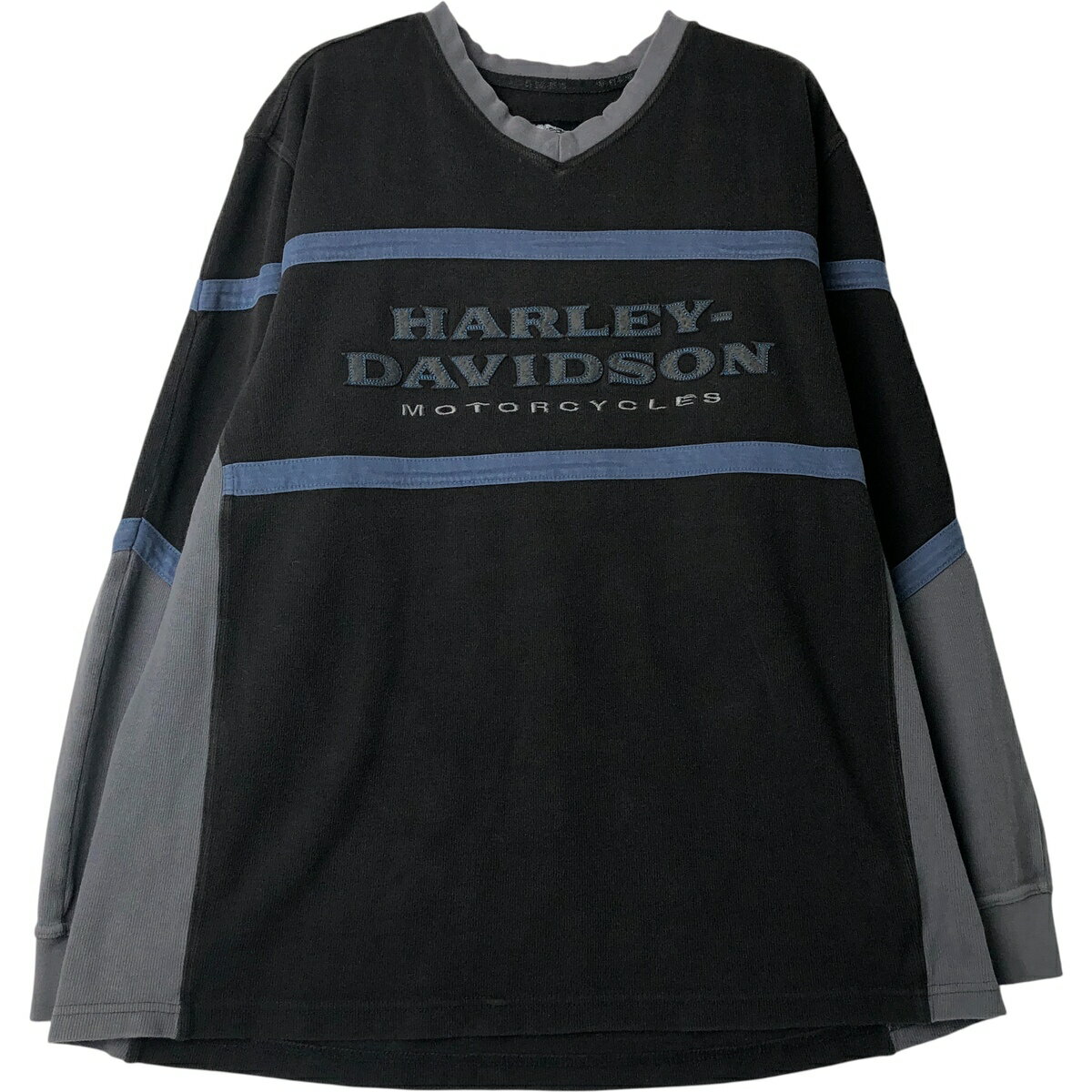 Rakuten - 古着 ハーレーダビッドソン Harley-Davidson Vネック ロングTシャツ ロンT メンズXL相当 /eaa615153 【中古】 【260222】 ブラック系 春夏秋