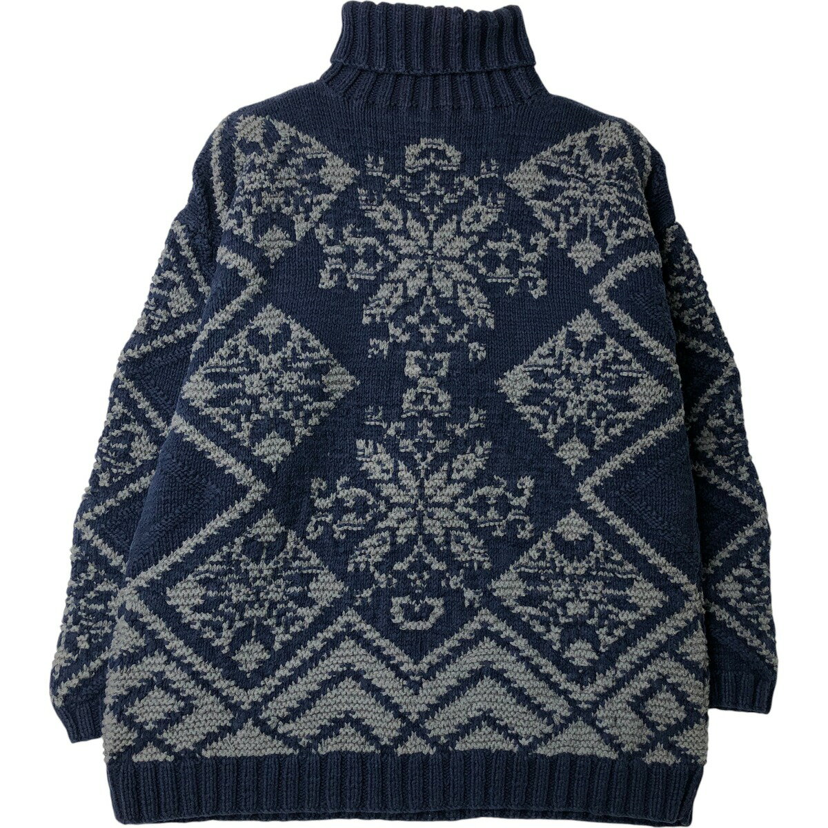 古着 90'S ギャップ GAP オールドギャップ 総柄 スノー柄 雪柄 タートルネック コットンニットセーター メンズM相当 ヴィンテージ /eaa..