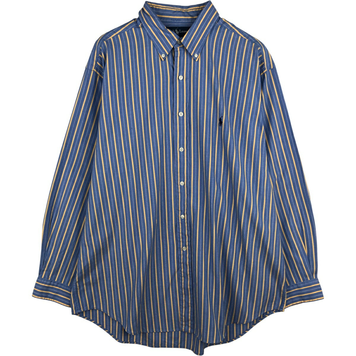 樂天商城 - 古着 ラルフローレン Ralph Lauren YARMOUTH 長袖 ボタンダウンストライプシャツ メンズXL相当 /eaa615255 【中古】 【260228】 ブルー系 春夏秋冬