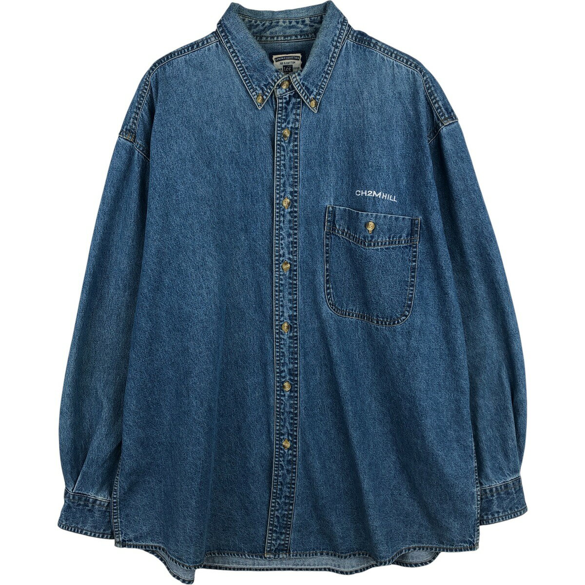 古着 90'S リー Lee CH2M HILL アドバタイジング 長袖 ボタンダウンデニムシャツ メンズXL相当 /eaa615267 【中古】 【260228】