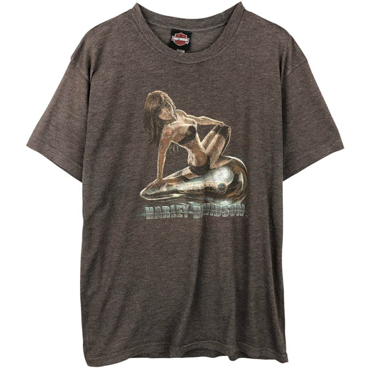 Rakuten - 古着 ハーレーダビッドソン Harley-Davidson ピンナップガール モーターサイクル バイクTシャツ メンズXL相当 /eaa615451 【中古】 【260223】 ブラウン系 春夏秋