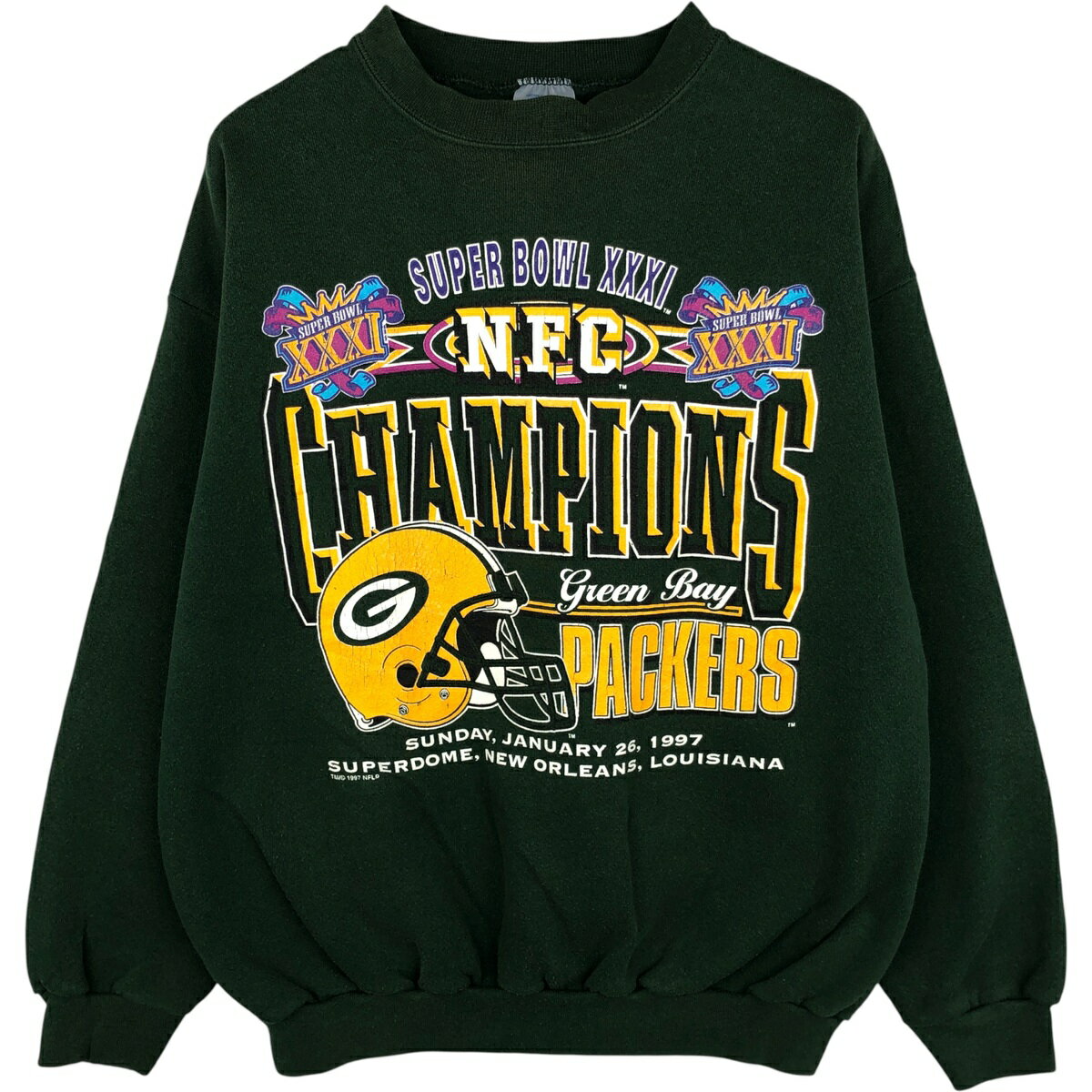 Rakuten - 古着 90'S ロゴセブン LOGO7 NFL GREEN BAY PACKERS グリーンベイパッカーズ プリントスウェットシャツ トレーナー メンズL相当 ヴィンテージ /eaa615518 【中古】 【260223】 【SS2606_10