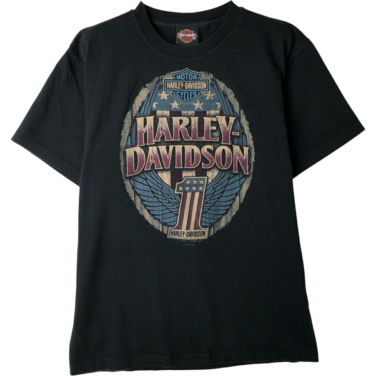樂天商城 - 古着 ハーレーダビッドソン Harley-Davidson モーターサイクル バイクTシャツ USA製 メンズM相当 /eaa615534 【中古】 【260221】 ブラック系 春夏秋