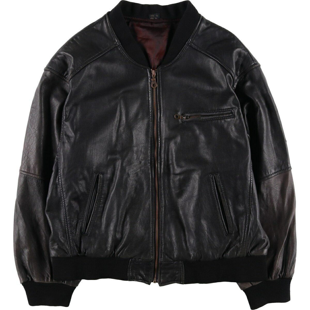 樂天商城 - 古着 BEST レザーブルゾン メンズXL相当 /eaa615902 【中古】 【260223】 ブラック系 春秋冬