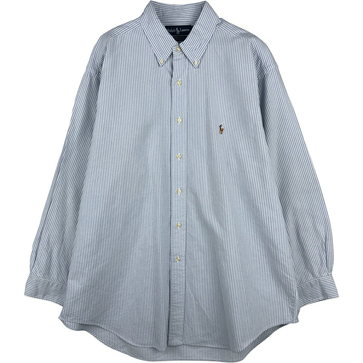 樂天商城 - 古着 ラルフローレン Ralph Lauren YARMOUTH 長袖 ボタンダウンストライプシャツ メンズXL相当 /eaa616033 【中古】 【260227】 ホワイト系 春夏秋冬