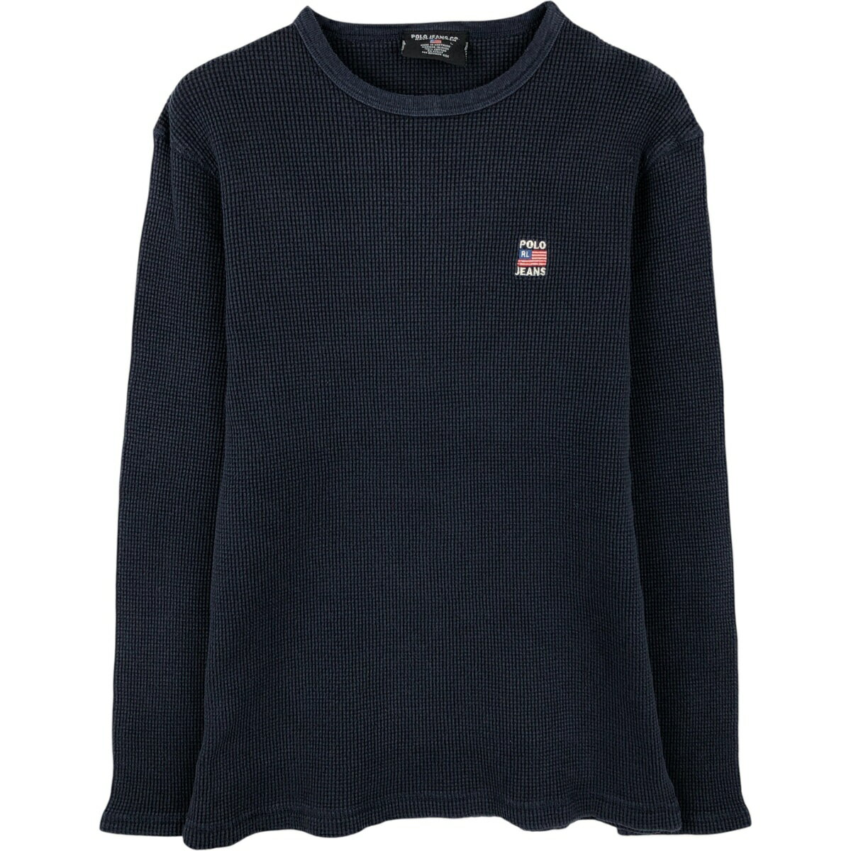 古着 00'S ラルフローレン Ralph Lauren POLO JEANS COMPANY サーマルロンT ワッフル メンズL相当 /eaa616207 【中古】 【260223】 ブラック系 春夏秋