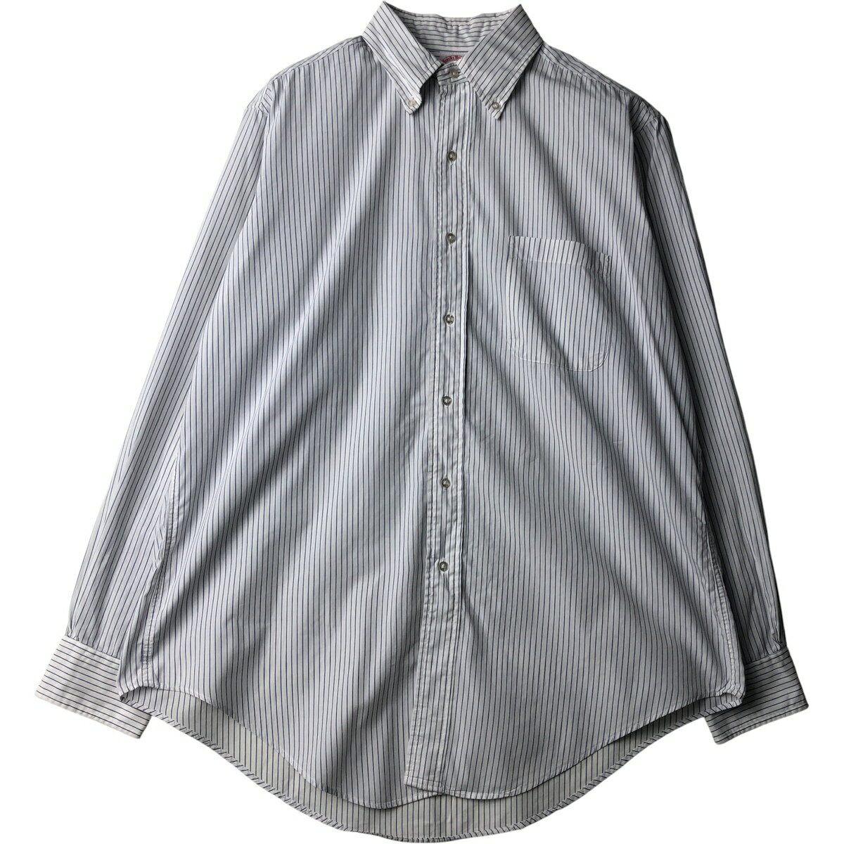 乐天商城 - 古着 80~90'S ブルックスブラザーズ Brooks Brothers Est.1818 半袖 ボタンダウン ストライプシャツ USA製 メンズL相当 ヴィンテージ /eaa616245 【中古】 【260223】 【SS2606_10】