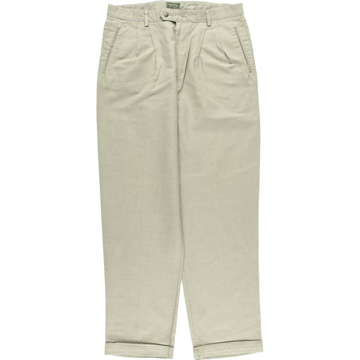 古着 90'S ドッカーズ DOCKERS class A リネン×コットン スラックスパンツ メンズw36相当 ヴィンテージ /eaa616377   カーキ系 春夏秋冬
