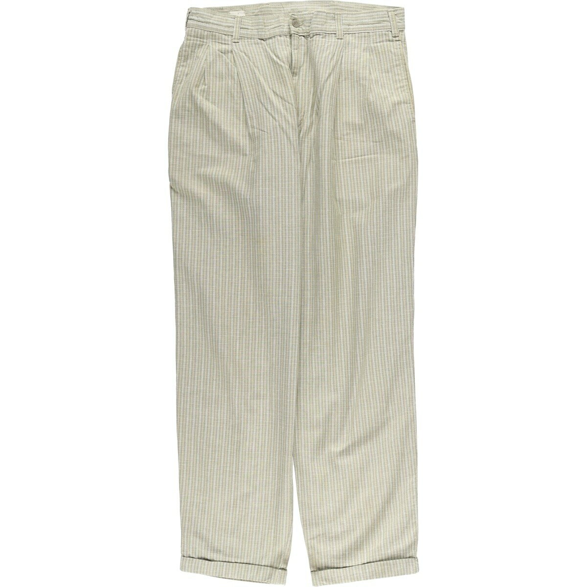 古着 ドッカーズ DOCKERS class A チェック柄 ツータック コットン スラックスパンツ USA製 メンズw34相当 ヴィンテージ /eaa616379   ベージュ系 春夏秋冬