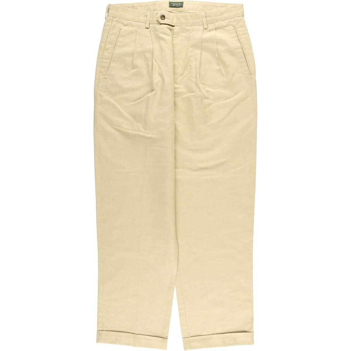 古着 90'S ドッカーズ DOCKERS class A ツータック リネン×コットン スラックスパンツ メンズw34相当 ヴィンテージ /eaa616397   ベージュ系 春夏秋冬