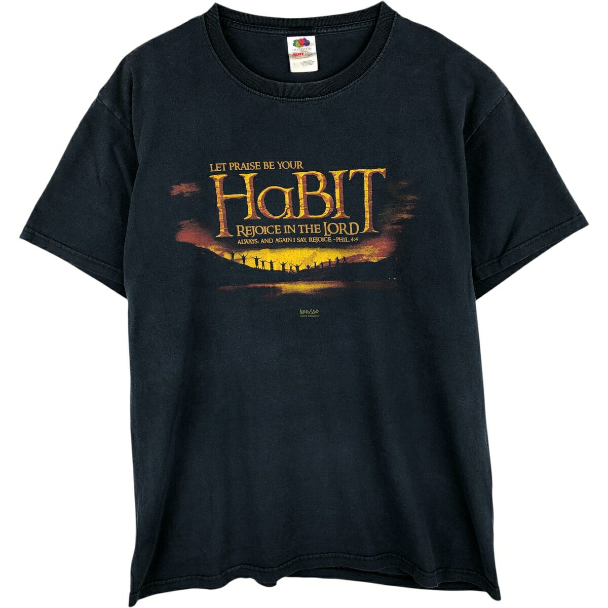 古着 フルーツオブザルーム FRUIT OF THE LOOM HEAVY cotton KERUSSO ケルッソ パロディ メッセージプリントTシャツ メンズL相当 /eaa616522   