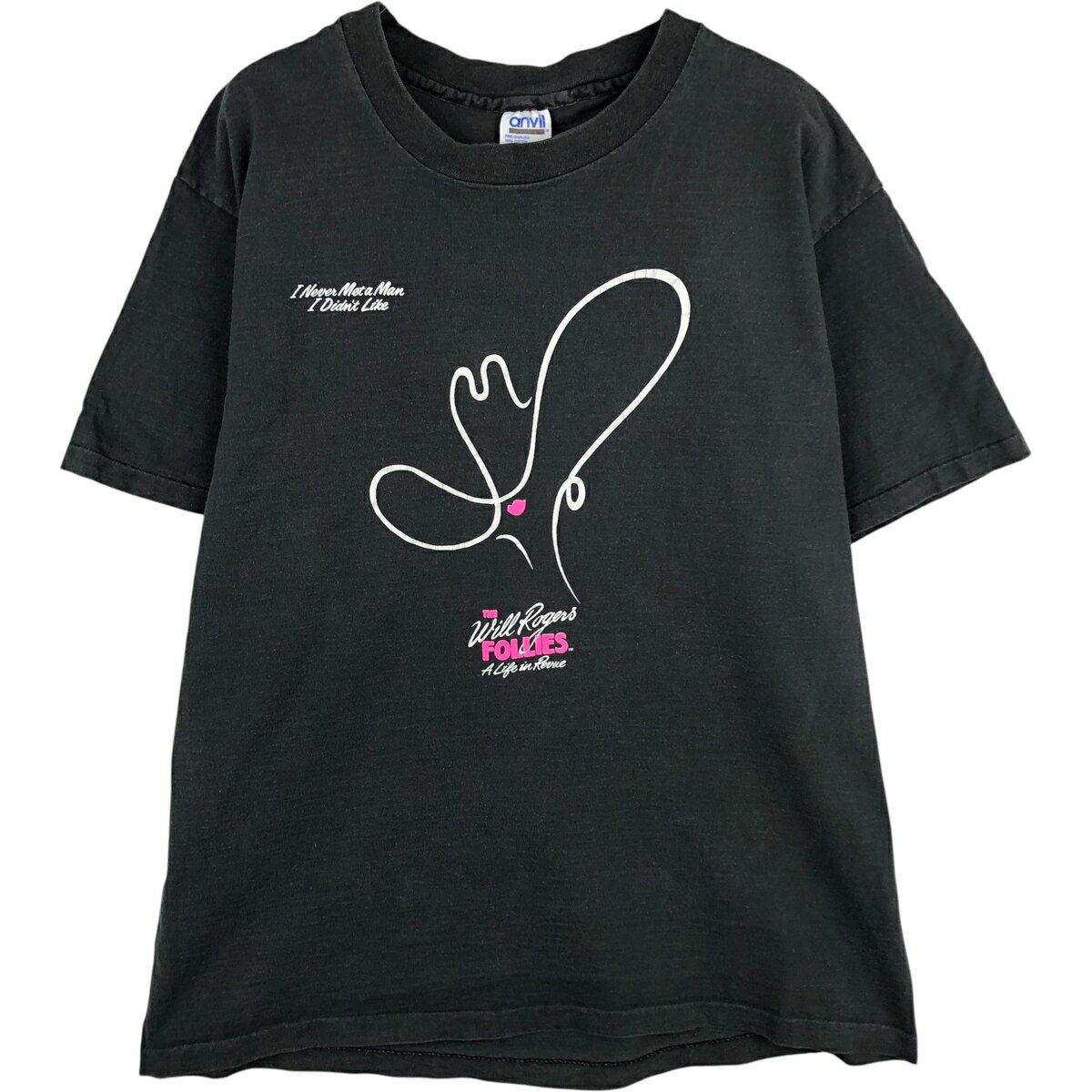 古着 90'S アンビル Anvil プリントTシャツ USA製 メンズXL相当 ヴィンテージ /eaa616534 【中古】 【260302】 ブラック系 春夏秋