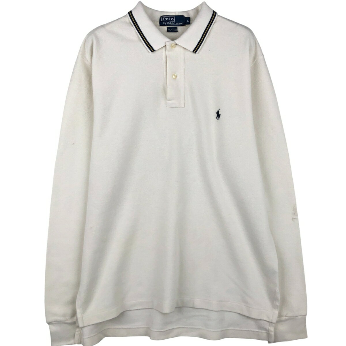 樂天商城 - 古着 ラルフローレン Ralph Lauren POLO by Ralph Lauren 長袖 ポロシャツ メンズL相当 /eaa616706 【中古】 【260223】 ホワイト系 春夏秋